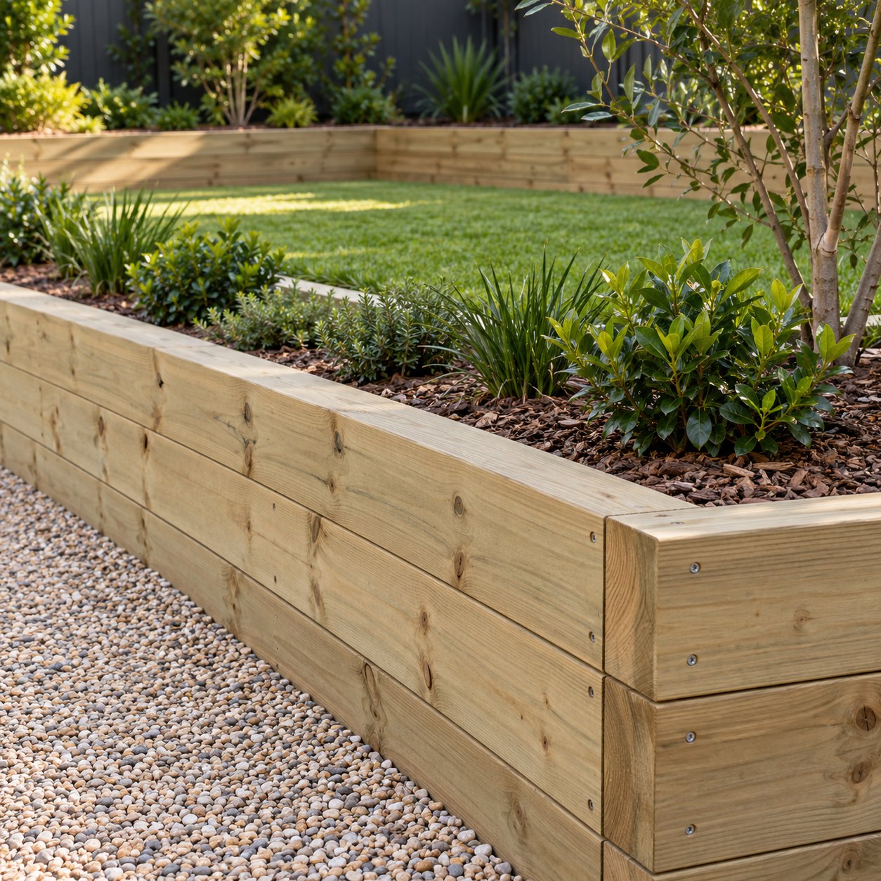 Treated pine sleeper garden bed