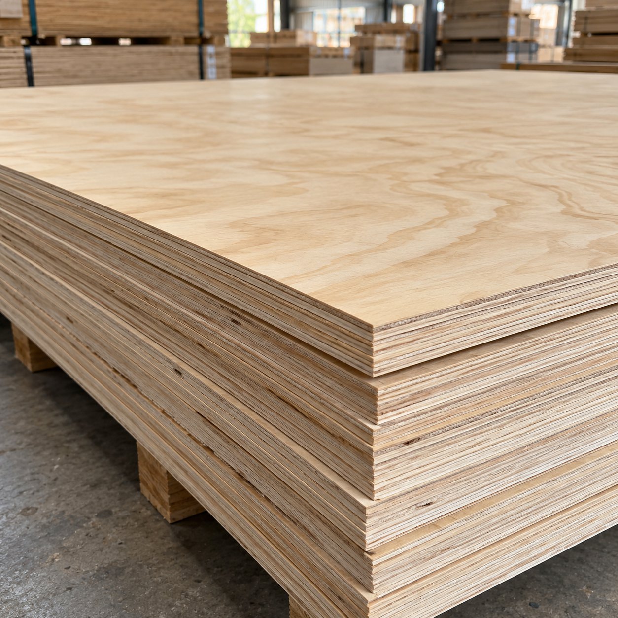 Stacked plywood sheets