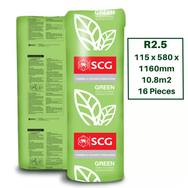 R2.5 SCG Green Ceiling Insulation Batts - 16 pieces