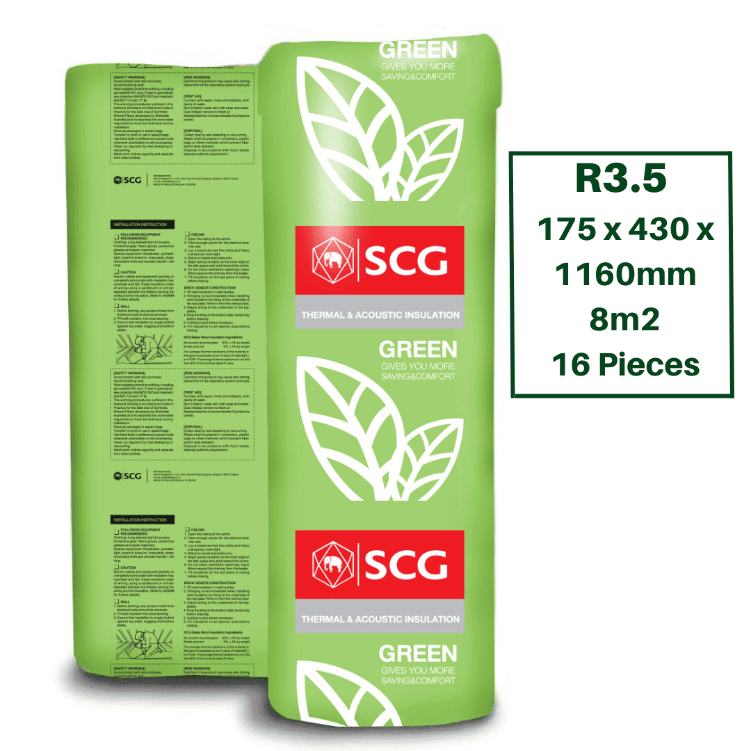 View 3 of R3.5 SCG Green Ceiling Insulation Batts - 16 pieces