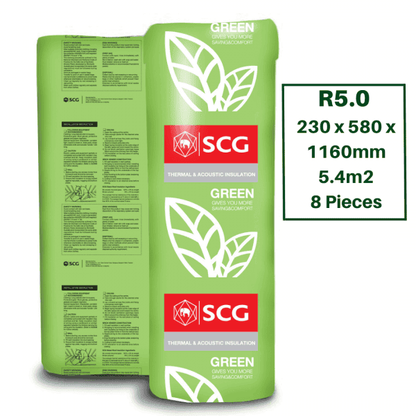 R5.0 SCG Green Ceiling Insulation Batts - 8 pieces